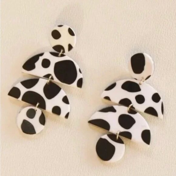 ✨✨ FREE Hanging Dangle Modern Minimal Hipster Hippie Art Dalmatian Boho Earrings - Picture 4 of 8